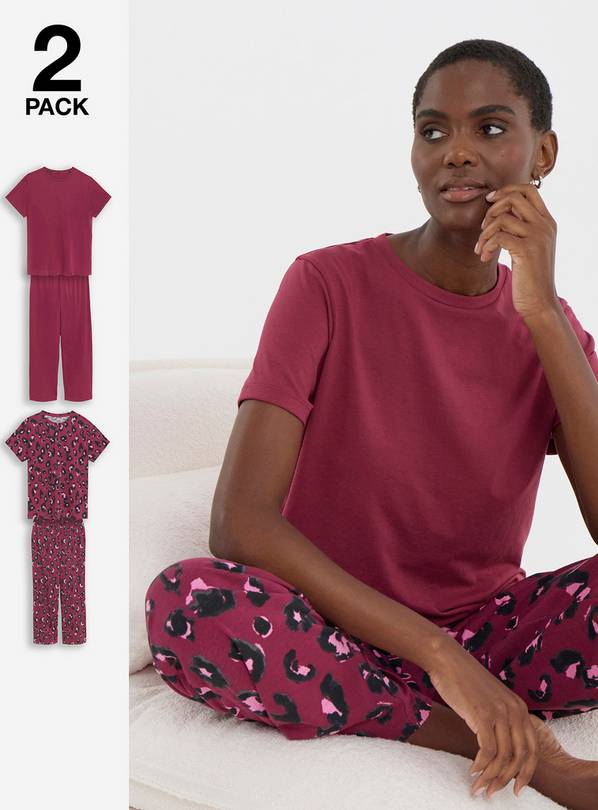 SIMPLY BE Value 2 Pack Leopard Pyjamas 16-18